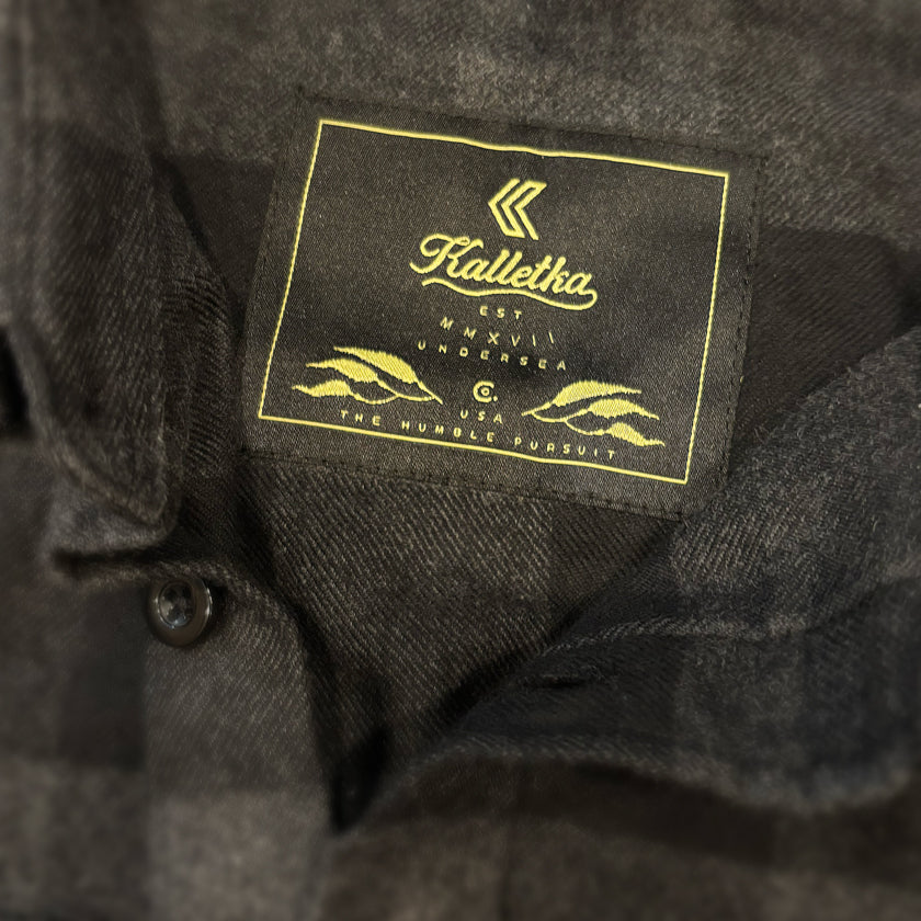 Flannel Black and charcoal inside neck label