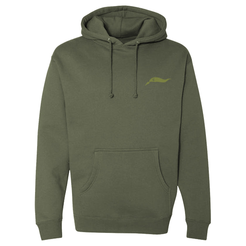 Moss Green Hoody with Light Green Kelp Print (Front)