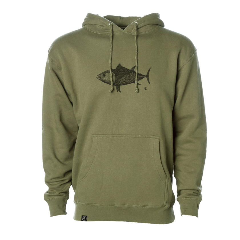 Day of The Dead Series Tuna Art Hooded Sweatshirt in Moss