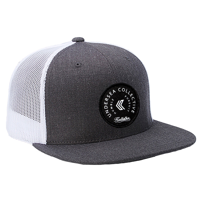 Circle Patch Mesh Back Trucker Hat - Charcoal/White