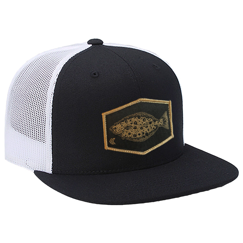 Halibut Patch Mesh Back Trucker - Black/White Patch