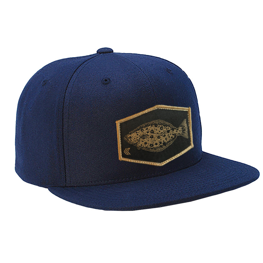 Halibut Patch Wool Blend Trucker - Navy/Tan Patch