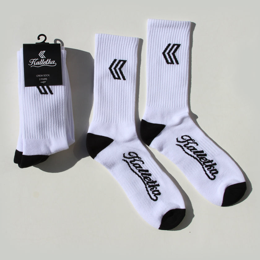 Kalletka Crew Sock - White with Classic Logo