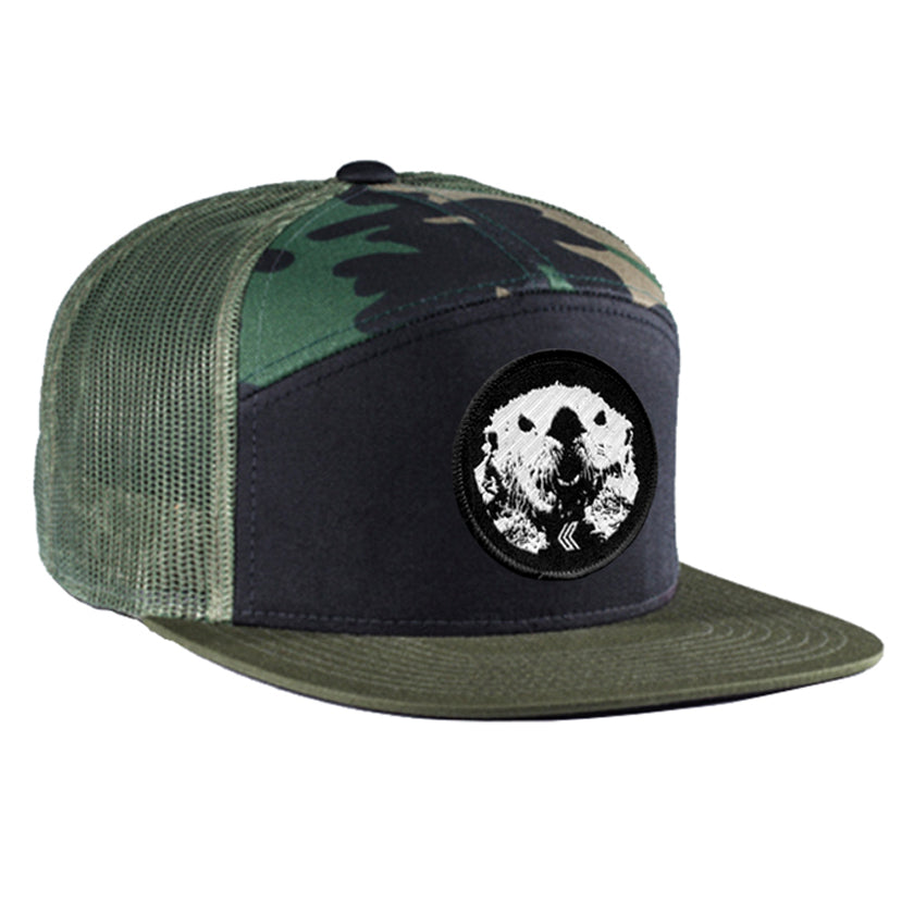 Mad Otter Cotton 7 Panel Snapback Hat in Camo