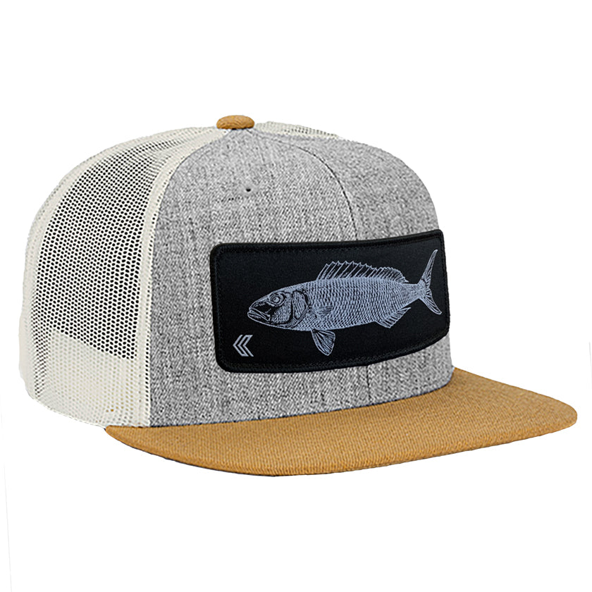 Uku Patch Mesh Back Trucker Hat - Grey/Tan/Natural-Black Patch