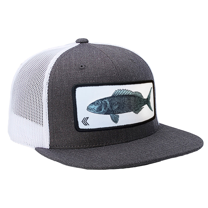 Uku Patch Mesh Back Trucker Hat - Charcoal/White Patch