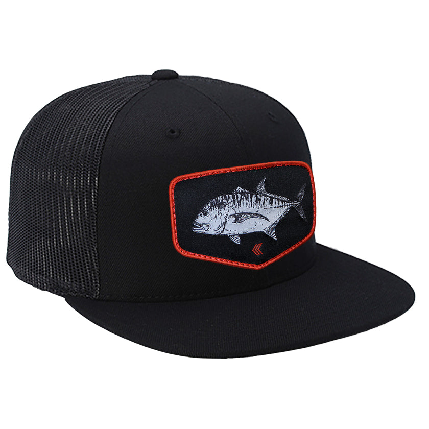 Ulua Patch Mesh Back Trucker Hat - Black with Black Patch