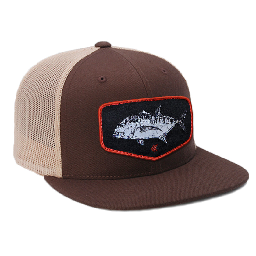 Ulua Patch Mesh Back Trucker Hat - Brown with Black Patch
