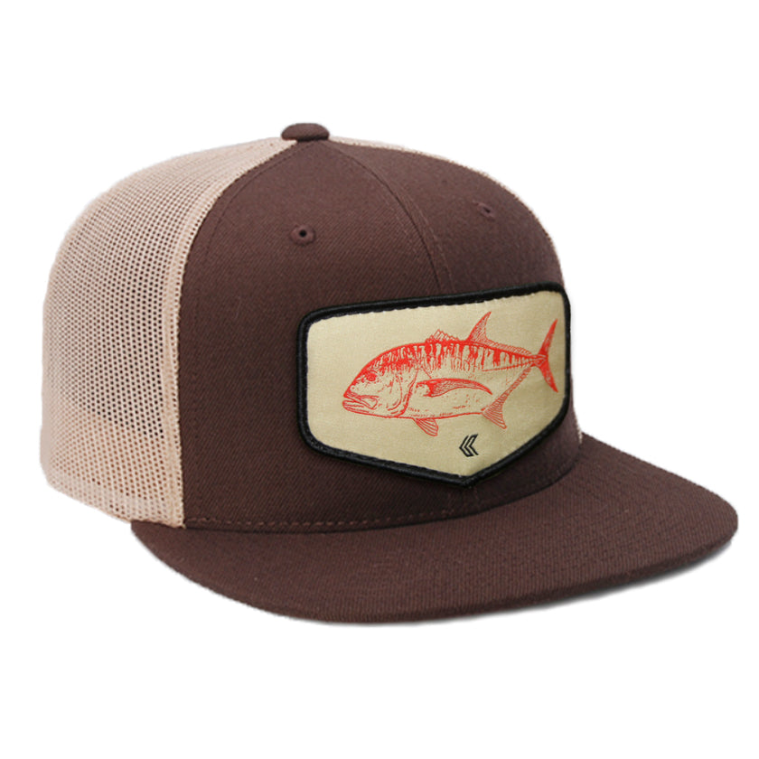 Ulua Patch Mesh Back Trucker Hat - Brown with Tan Patch