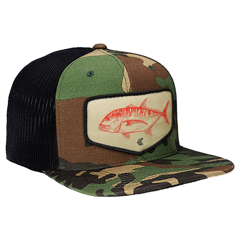Ulua Patch Mesh Back Trucker Hat - Camo with Tan Patch