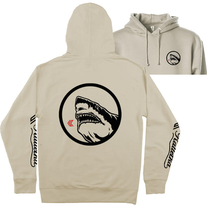 Great White Shark on Beige Sweatshirt