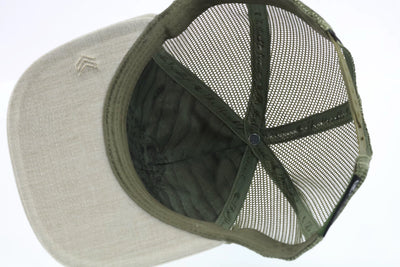 Halibut Patch Mesh Back Trucker – Natural/Moss-Olive Patch