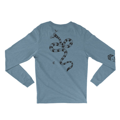 Kalletka Sea Krait graphic longsleeve shirt in slate, back view