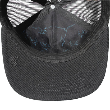 Black Hat with Terns diving detail inside of hat. K logo bill embroidery. 