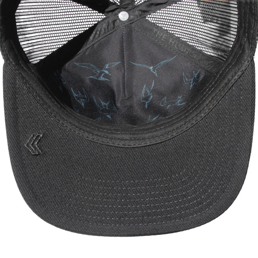 Black Hat with Terns diving detail inside of hat. K logo bill embroidery. 