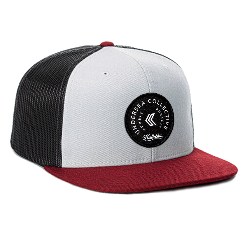 Circle Patch Mesh Back Trucker Hat - Cardinal/Storm/Black