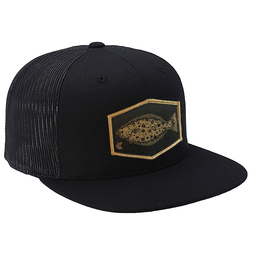 Halibut Patch Mesh Back Trucker - Black/Black-Tan Patch