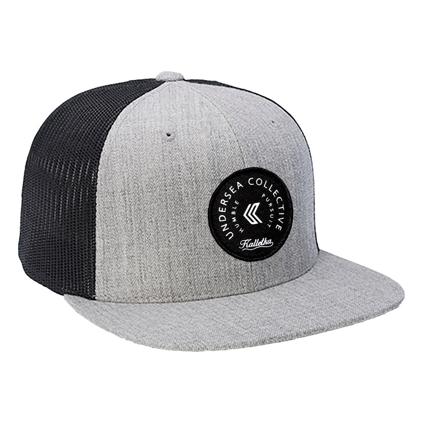 Circle Patch Mesh Back Trucker Hat - Grey/Black