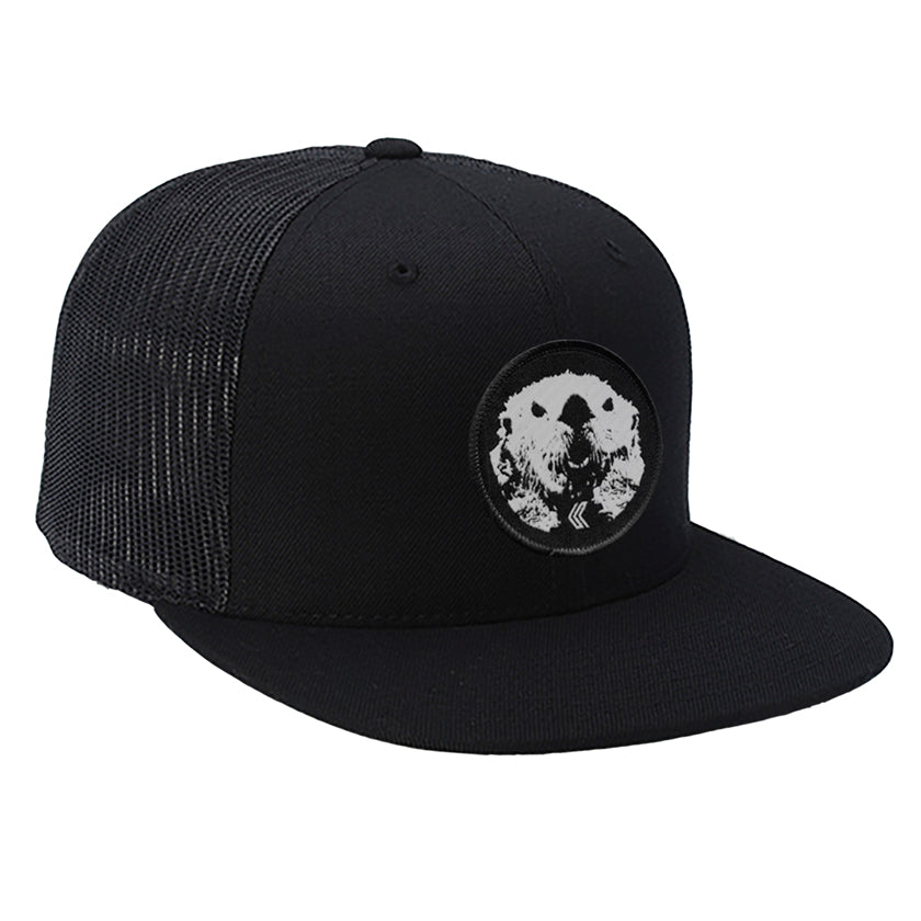 Mad Otter Wool Blend Mesh Snapback Trucker in Black