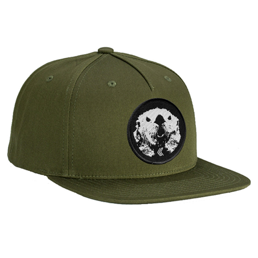 Mad Sea Otter 5-Panel Snapback Hat in Olive Green