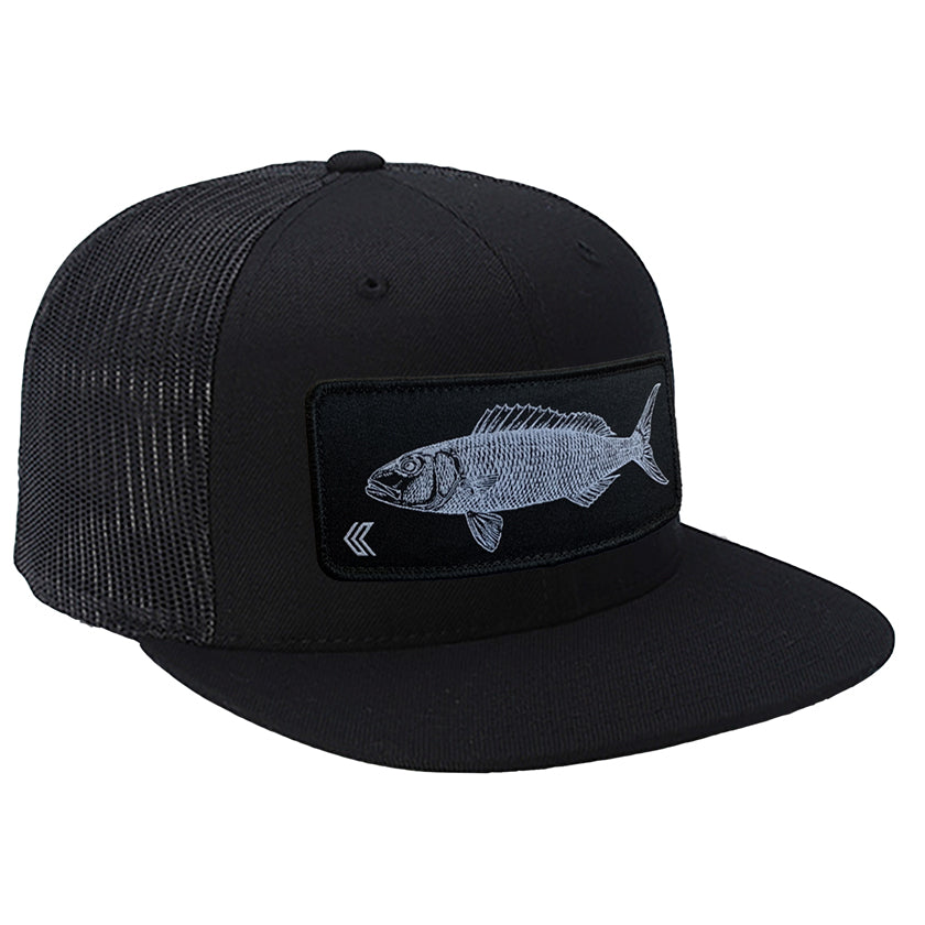 Uku Patch Mesh Back Trucker Hat - Black/Black Patch