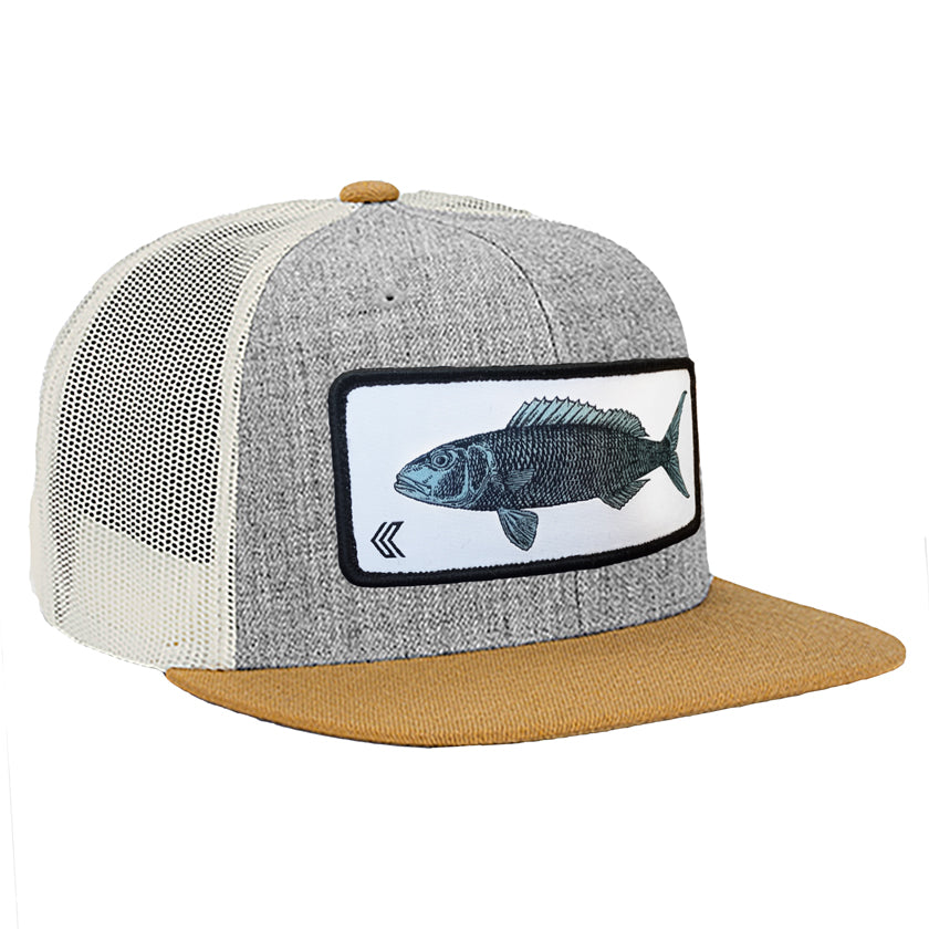Uku Patch Mesh Back Trucker Hat - Grey/Tan/Natural-White