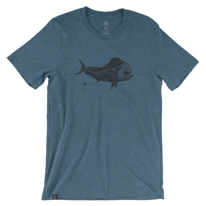 Day of the Dead Mahi-Mahi Art Tee Indigo - front view