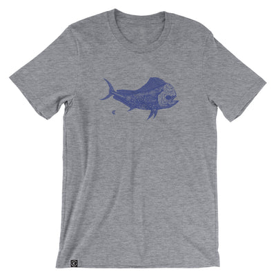 Day of the Dead Mahi-Mahi Art Tee Grey - Front View